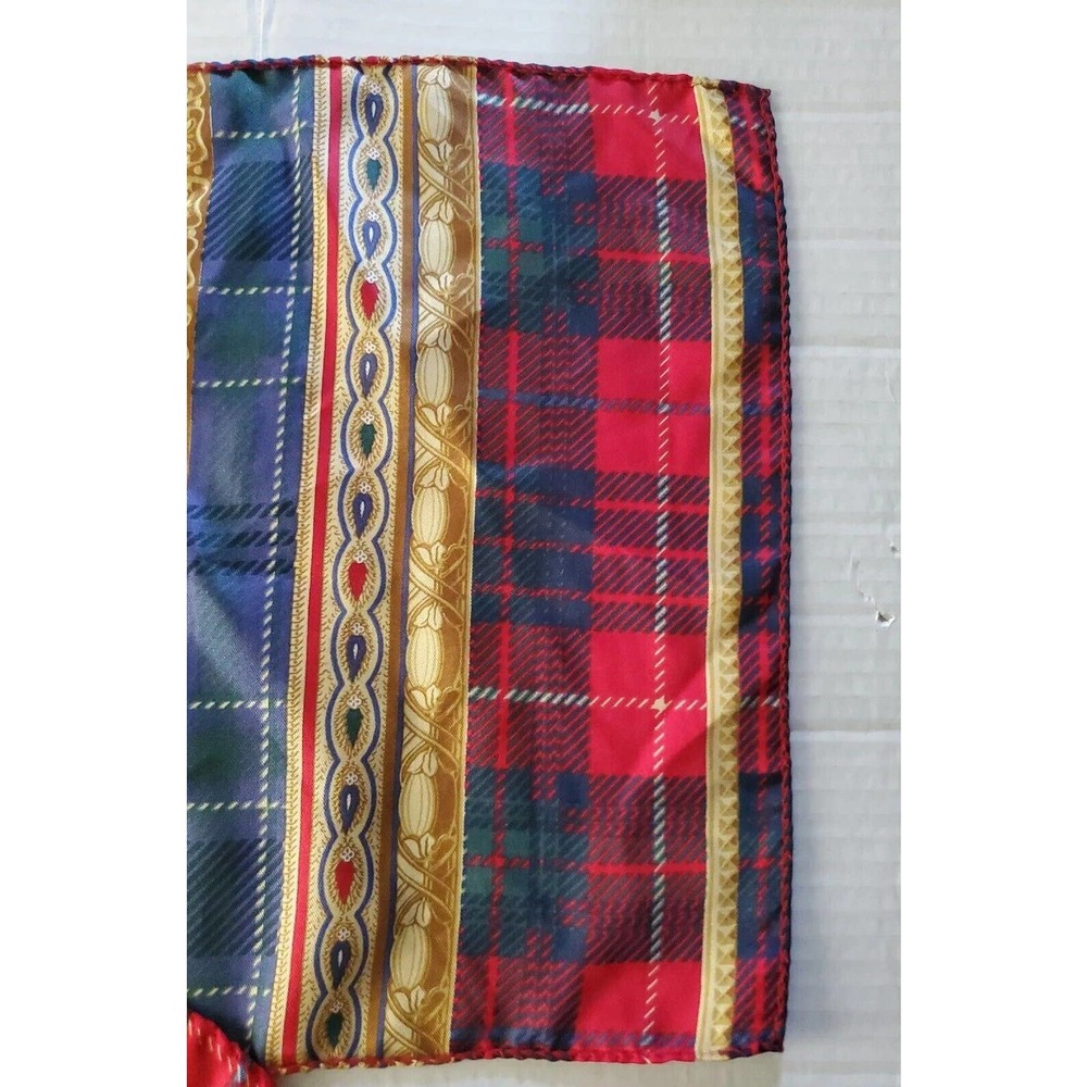 Talbots Rectangular Red Blue 11"x 63" Plaid Paisley Scarf Wrap Multifunctional